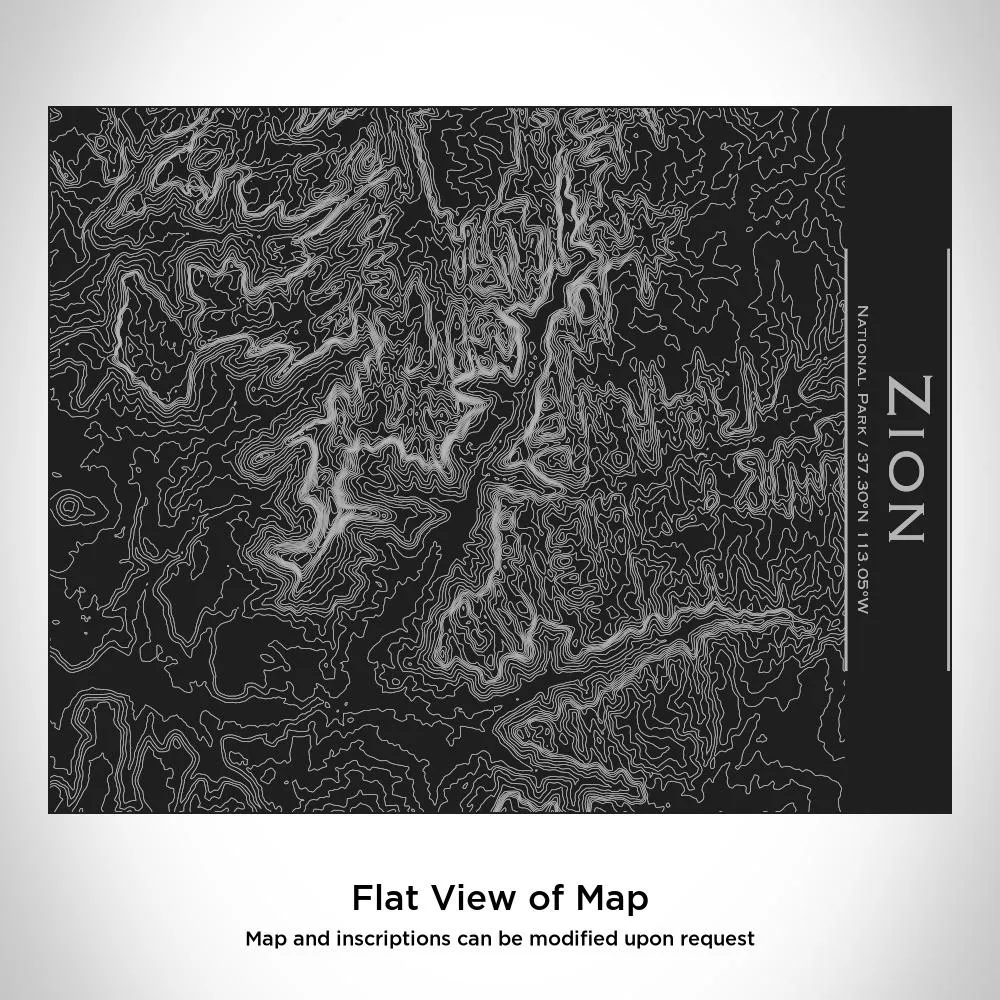 Zion National Park - Utah Map Bottle with Bamboo Top in Matte Black