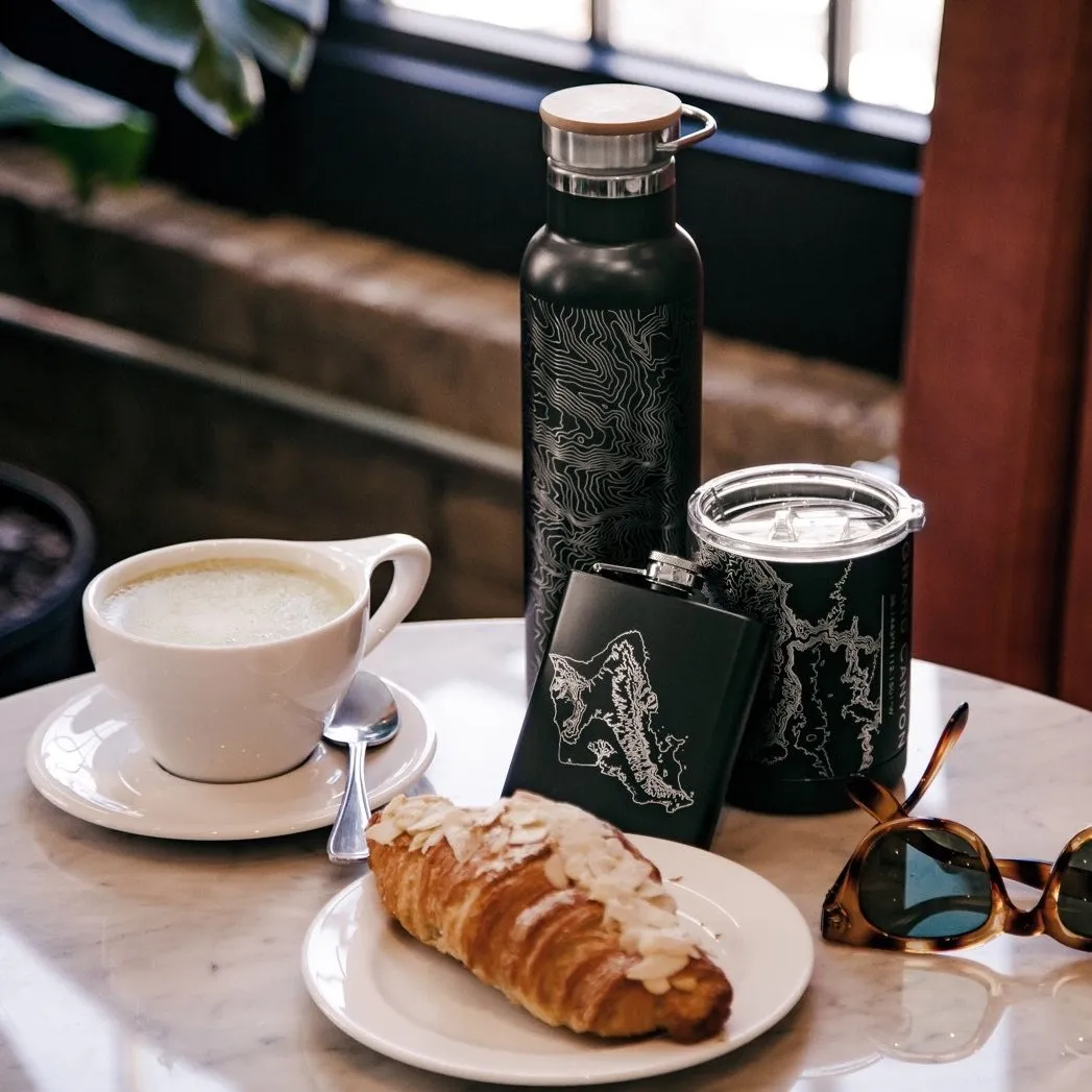 Zion National Park - Utah Map Bottle with Bamboo Top in Matte Black