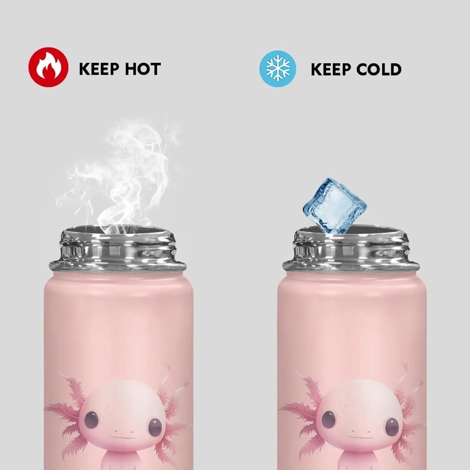 ZOUTAIRONG Cute Axolotl Insulated Water Bottle Stainless Steel Water Bottle 18 oz with Handle Wide Mouth Vacuum Flask Reusable Sports Water Bottle Travel Cup Coffee Mug Bubble Tea