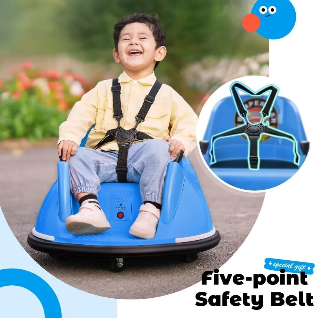 Zupapa 12V Bumper Car for Kids Toddler 1.5-6 Years with Remote Control Bluetooth Music 3 Speeds DIY License Plate Electric Ride on Toys Pass CPSIA ASTM Tests with CPC FCC certifications