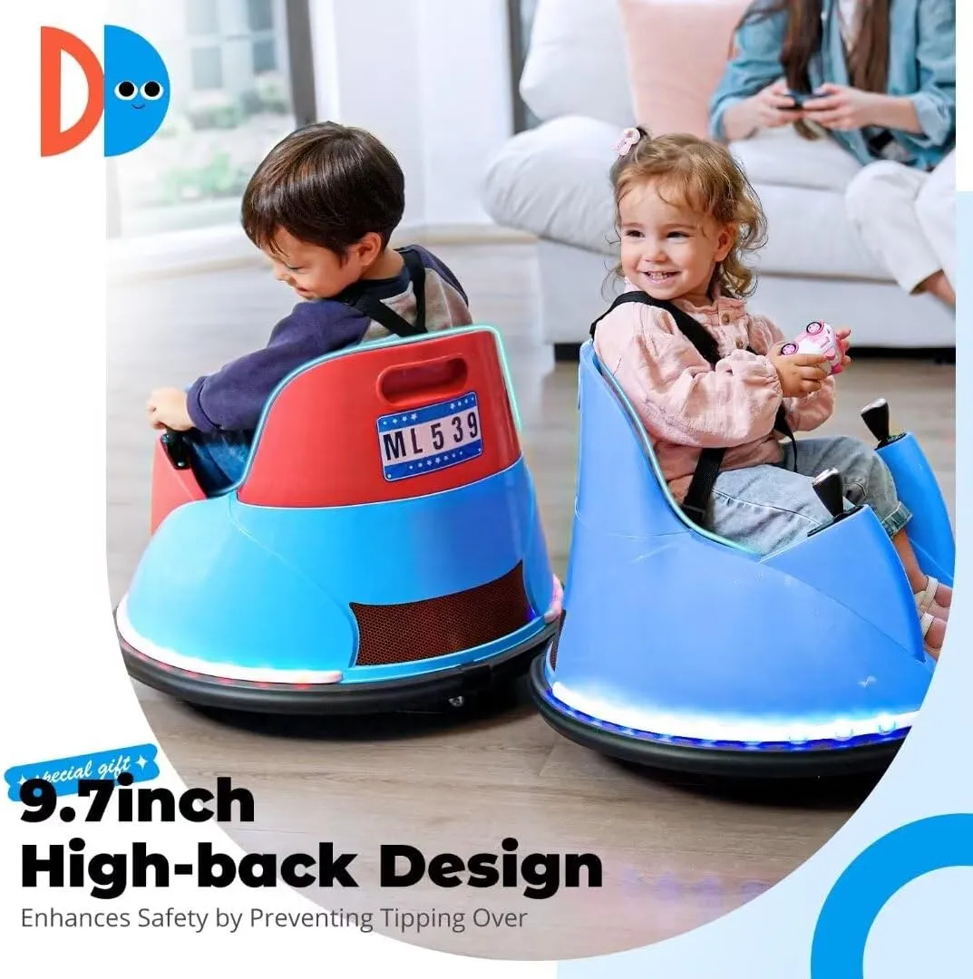 Zupapa 12V Bumper Car for Kids Toddler 1.5-6 Years with Remote Control Bluetooth Music 3 Speeds DIY License Plate Electric Ride on Toys Pass CPSIA ASTM Tests with CPC FCC certifications